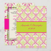 PixDezines Rossi, Damask / Lime+Fuchsia Kaart (Voorkant / Achterkant)