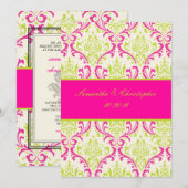 PixDezines Rossi, Damask/Limoen+Fuschia Kaart (Voorkant / Achterkant)