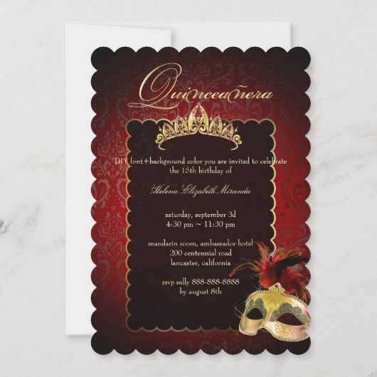 PixDezines Rossi Damask/Masquerade/DIY/Ruby Kaart (Achterkant)