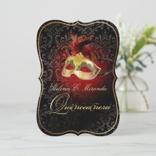 PixDezines Rossi Damask/Masquerade/DIY/Ruby Kaart (Staand voorkant)