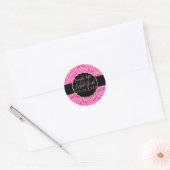 PixDezines Rossi Damask, Monogram DIY Kleur Ronde Sticker (Envelop)