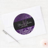 PixDezines Rossi Damask, monogram/doe-het-zelf kle Ronde Sticker (Envelop)