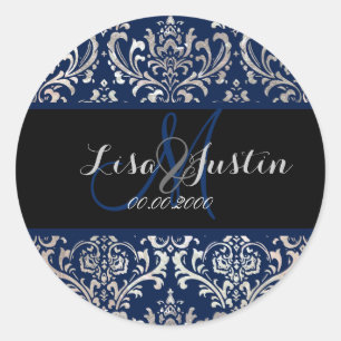 PixDezines Rossi Damask, monogram/doe-het-zelf kle Ronde Sticker