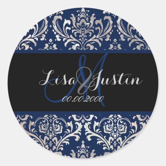 PixDezines Rossi Damask, monogram/doe-het-zelf kle Ronde Sticker (Voorkant)