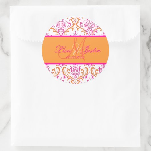 PixDezines Rossi Damask, monogram stickers (Tas)