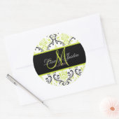 PixDezines Rossi Damask,  monogramstickers Ronde Sticker (Envelop)