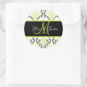 PixDezines Rossi Damask,  monogramstickers Ronde Sticker (Tas)