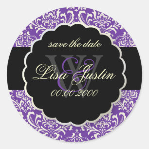 PixDezines Rossi Damask/Paars Ronde Sticker