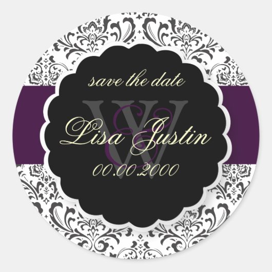 PixDezines Rossi Damask/Paarse, DIY-kleur! Ronde Sticker (Voorkant)