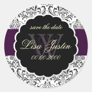 PixDezines Rossi Damask/Paarse, DIY-kleur! Ronde Sticker