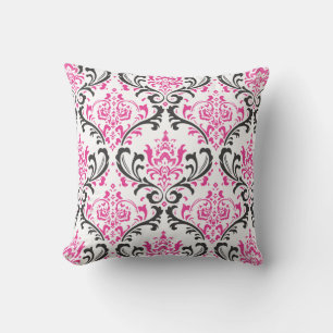 PixDezines rossi damask/pink+black Kussen