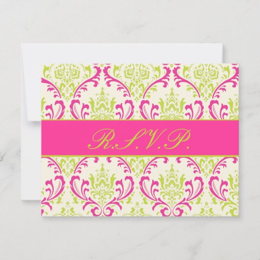 PixDezines Rossi Damask, RSVP voor 5x7 uitnodiging (Voorkant)
