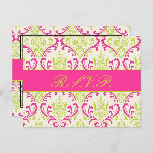 PixDezines Rossi Damask, RSVP voor 5x7 uitnodiging (Voorkant / Achterkant)