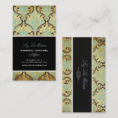 PixDezines  Rossi Damask/zwart+blauw Visitekaartje (Voorkant / Achterkant)