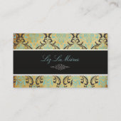 PixDezines  Rossi Damask/zwart+blauw Visitekaartje (Achterkant)