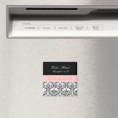 PixDezines Rossi Damask, Zwart+Wit Magneet (Insitu (Vaatwasser))