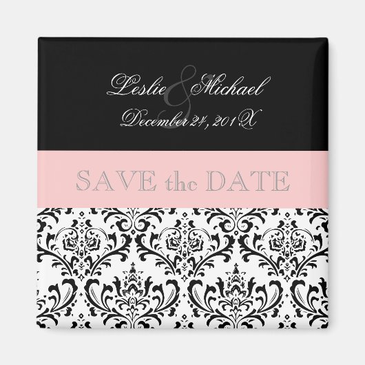 PixDezines Rossi Damask, Zwart+Wit Magneet (Voorkant)