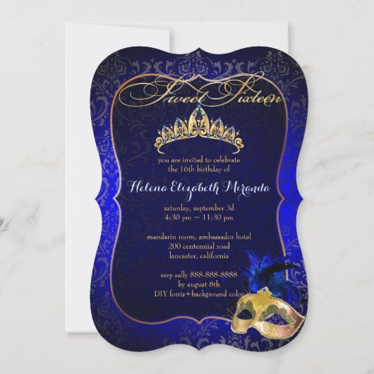 PixDezines Rossi Sweet 16 Masquerade/DIY bckgrnd Kaart (Achterkant)