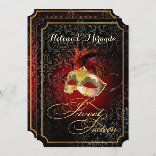 PixDezines Rossi Sweet 16 Masquerade/DIY kleur!! Kaart (Voorkant / Achterkant)