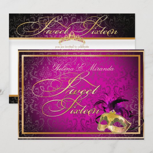 PixDezines Rossi Sweet 16 Masquerade/DIY kleur!! Kaart (Voorkant / Achterkant)