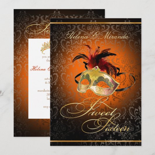 PixDezines Rossi Sweet 16 Masquerade/DIY kleur!! Kaart (Voorkant / Achterkant)