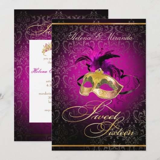 PixDezines Rossi Sweet 16 Masquerade/DIY kleur!! Kaart (Voorkant / Achterkant)