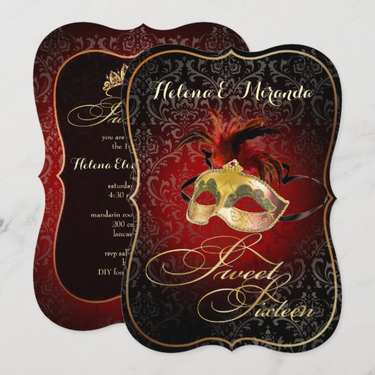 PixDezines Rossi Sweet 16 Masquerade/DIY kleur!! Kaart (Voorkant / Achterkant)