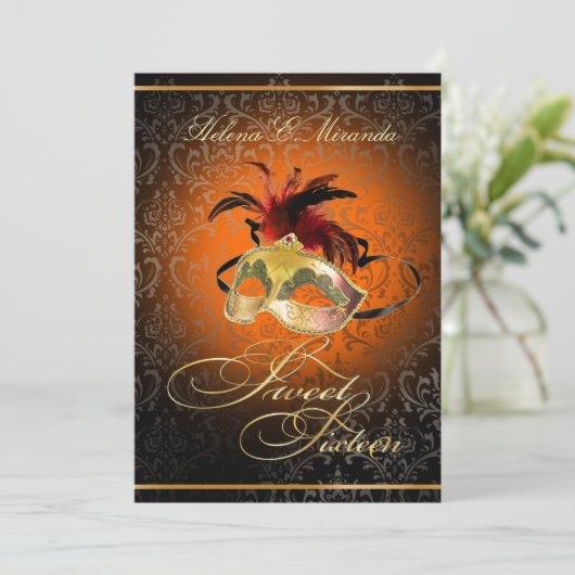 PixDezines Rossi Sweet 16 Masquerade/DIY kleur!! Kaart (Staand voorkant)