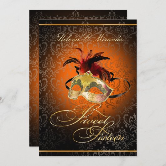 PixDezines Rossi Sweet 16 Masquerade/DIY kleur!! Kaart (Voorkant / Achterkant)