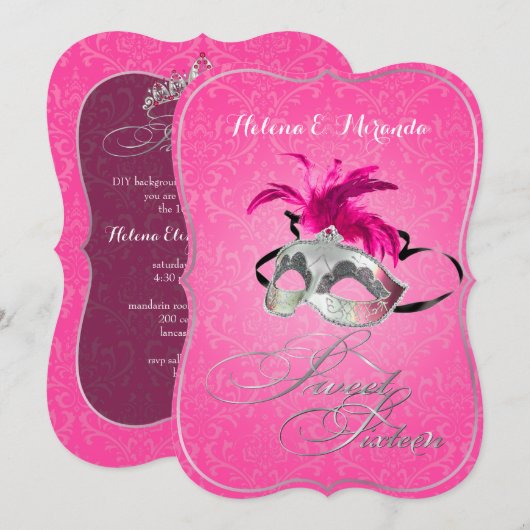 PixDezines Rossi Sweet 16 Masquerade/DIY kleur!! Kaart (Voorkant / Achterkant)