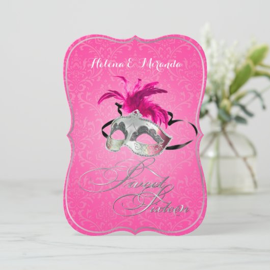 PixDezines Rossi Sweet 16 Masquerade/DIY kleur!! Kaart (Staand voorkant)