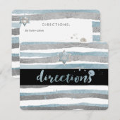 PixDezines routebeschrijving/zilver/blauw/strepen/ Informatiekaartje (Voorkant / Achterkant)