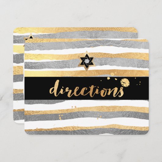 PixDezines routebeschrijving/zilver/goud/strepen/m Informatiekaartje (Voorkant / Achterkant)
