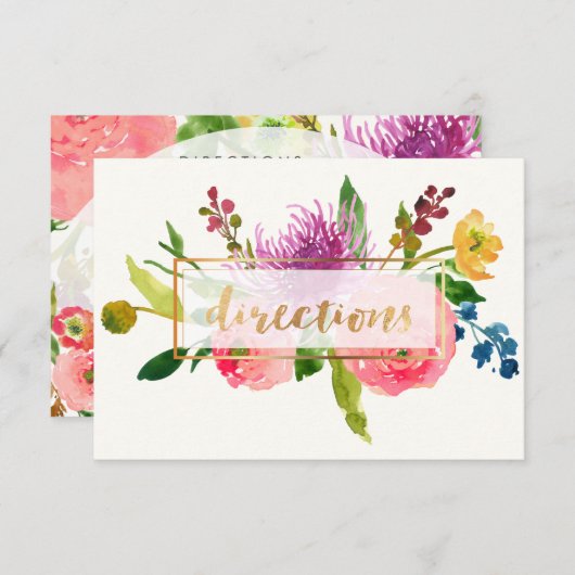 PixDezines routekaart florale waterverf/ranunculus Informatiekaartje (Voorkant / Achterkant)