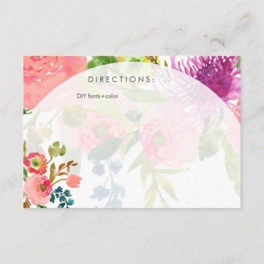 PixDezines routekaart florale waterverf/ranunculus Informatiekaartje (Achterkant)