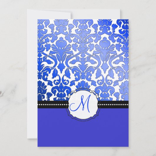 PixDezines royal blue flora damask/diy background Kaart (Voorkant)
