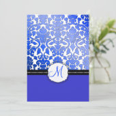 PixDezines royal blue flora damask/diy background Kaart (Staand voorkant)
