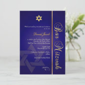PixDezines ROYAL BLUE/GOLD/BAR MITZVAH INVITATIES Kaart (Staand voorkant)