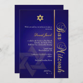 PixDezines ROYAL BLUE/GOLD/BAR MITZVAH INVITATIES Kaart (Voorkant / Achterkant)