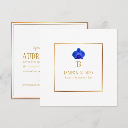 PixDezines Royal Blue Orchids/phalaenopsis Kaart (Voorkant / Achterkant)