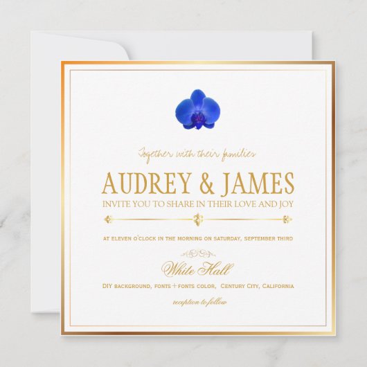 PixDezines Royal Blue Orchids/phalaenopsis Kaart (Achterkant)