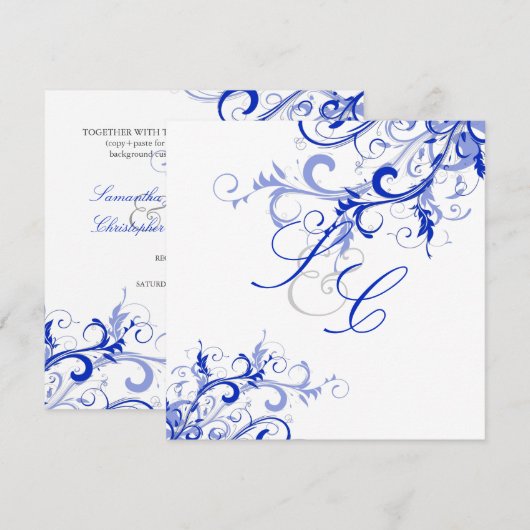 PixDezines Royal Blue Swirls/DIY Background Kaart (Voorkant / Achterkant)