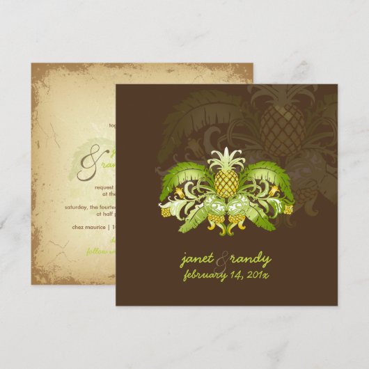 PixDezines Royal Hawaiian anananas Kaart (Voorkant / Achterkant)