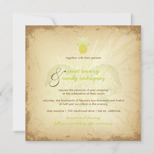 PixDezines Royal Hawaiian anananas Kaart (Achterkant)