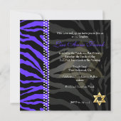 PixDezines Royal Paarse Zebra Stripes, Bat Mitzvah Kaart (Achterkant)