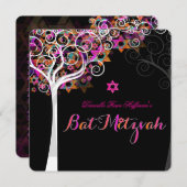 PixDezines Roze Bat Mitzvah Kaart (Voorkant / Achterkant)