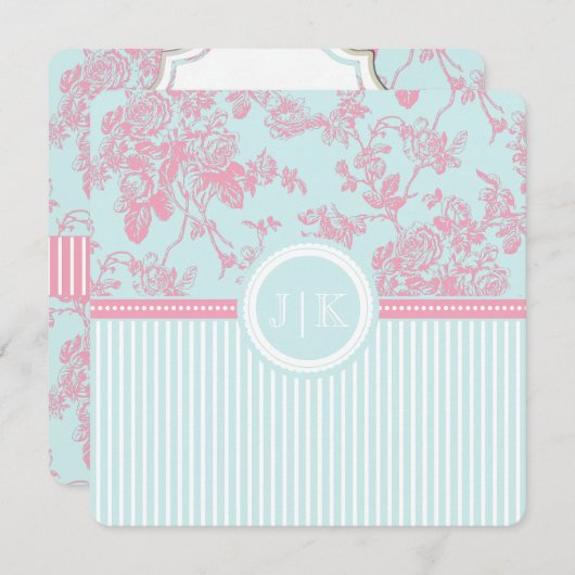 PixDezines roze+blauw/toile/rozen/DIY kleur (Voorkant / Achterkant)