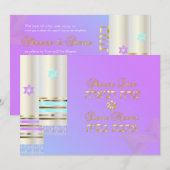 PixDezines Roze/Blauwe Tallits B'not mitzvah kleur Kaart (Voorkant / Achterkant)