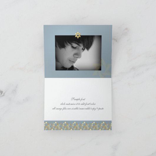 PixDezines Roze/Blauwe Tallits Dank u Bedankkaart (Binnen)