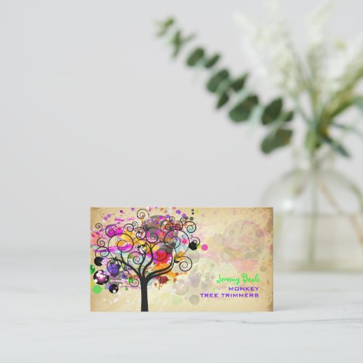 PixDezines /roze Boom Trimmers ♥ Visitekaartje (Staand voorkant)